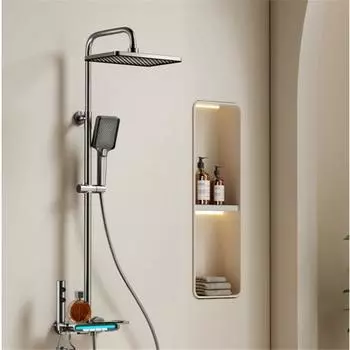 Tuqiu серый цифровой дисплей смеситель для душа в ванной комнате латунный смеситель для душа с эффектом дождя в ванной латунный смеситель для ванны и душа набор серый