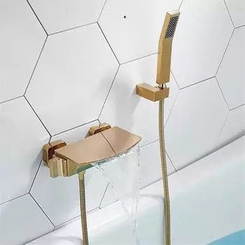 Tuqiu Серый смеситель для ванны и душа, настенный, латунный, золотой, водопад, смеситель для ванны и душа, черные, латунные, смесители для ванной белый