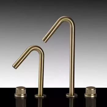 Tuqiu смеситель для ванной комнаты латунный широко расставленный щеткой золотой смеситель для раковины латунный смеситель для раковины 2 отверстия для горячей и холодной воды кран для воды