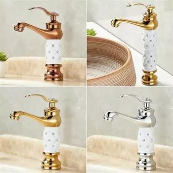 Tuqiu смеситель для ванной комнаты латунный золотой белый смеситель для раковины холодной и горячей воды кран для раковины настенный черный розово-золотой кран