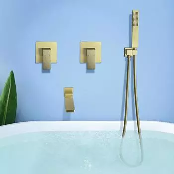 Tuqiu Ванна Душевой гарнитур Настенный Матовый Золотой Вращающийся Ванна Смеситель Черный Ванная Комната Смеситель Для Ванны И Душа Латунь