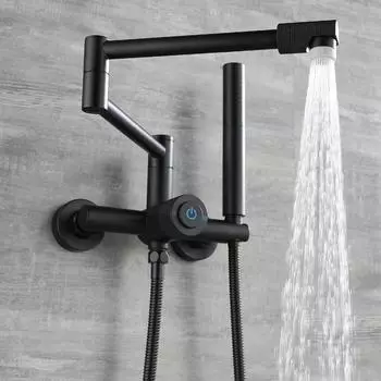 Tuqiu Ванна Душевой гарнитур Настенный Матовый Золотой Вращающийся Смеситель Для Ванны, Биде Смеситель Для Ванной Комнаты И Душа Латунь