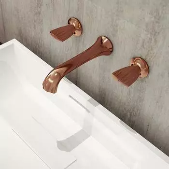 Tuqiu Ванная комната Широкий смеситель для раковины Розовое золото 8 дюймов Смеситель для раковины из латуни Горячий и холодный смеситель для душа Русалочка Водопроводный кран