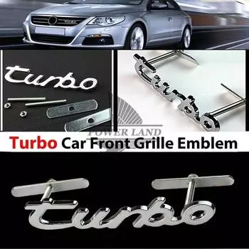 tur bo Logo 3D Металлический значок на передней решетке автомобиля Эмблема решетки