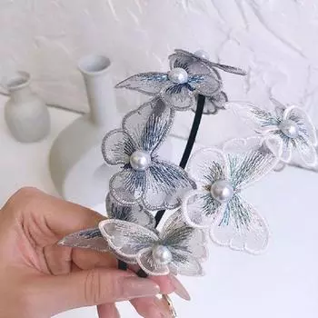 Turban Hair Accessories Girls Hair Garland Pearl Women Hair Bands Hair Hoop Butterfly Headband