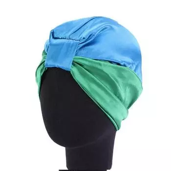 Тюрбан из искусственного шелка, эластичный атласный ночной колпак, ворсовый колпак 48-58CM чёрный