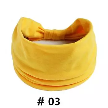 Тюрбан на голову, сплошной цвет, широкие повязки на голову с узлом для женщин, мягкие хлопковые спортивные эластичные ленты для волос, аксессуары, бандана для йоги, повязка жёлтый