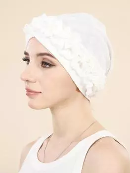 Тюрбан с цветами на лбу, шапка, однотонный женский хиджаб, исламская шапочка для химиотерапии, головной платок, женская повязка на голову, чехол, шарф-хиджаб