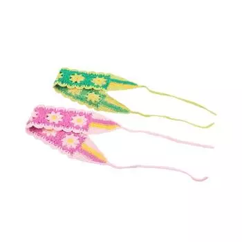 Тюрбан Вязаные Цветы Богемный Для Женщин Повязка На Голову Вязаная Крючком Повязка Для Волос Аксессуары Для Волос Банданы orange&red