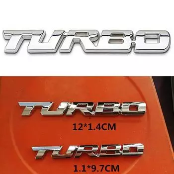 TURBO 3D металлическая наклейка на кузов автомобиля, эмблема, наклейка, гальваника, цинковый сплав, значок на заднюю дверь автомобиля, украшение, автоаксессуары 12x1.4CM серебряный