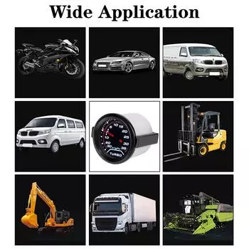 Turbo Boost Meter Universal 35Psi Racing Car Modification 12V Turbo Pressure Gauge White LED Backlight 2 52mm Smoke Lens чёрный