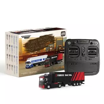 Turbo Racing C50 Радиоуправляемый грузовик-тягач Радиоуправляемая машина Полуприцеп Грузовик 4-колесный привод Пропорциональное управление Игрушечная гоночная машина Turbo чёрный