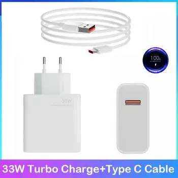 Турбо зарядное устройство для быстрой зарядки 33 Вт для Xiaomi 11 12 13 Source 6A Usb C кабель для POCO X5 X3 Pro F3 M3 Redmi Note 9 10 11 12 11s телефона