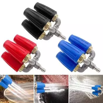 Турбонасадка для мойки высокого давления 4-в-1 4000 фунтов на кв. дюйм, вращающаяся на 360 градусов, быстроразъемная турбонасадка для мойки высокого давления A чёрный