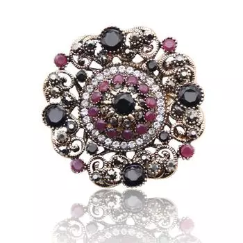 Турецкая брошь-булавка для женщин цвета античного золота чёрный