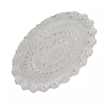 Турецкий чайный кофейный поднос в винтажном стиле с тисненым узором круглая кофейная тарелка для бара на открытом воздухе серебряный