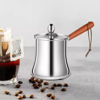 Турецкий кофейник из нержавеющей стали, маслотопка для подливок, термостойкая деревянная ручка с легким 350ml