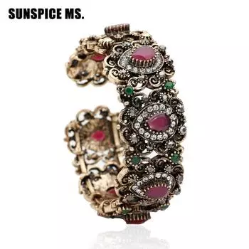 Женский браслет в винтажном стиле под турецкий антиквариат синий