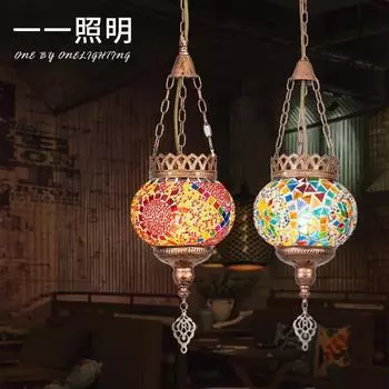 Турецко-марокканские люстры в средиземноморском стиле, украшенные стеклянными абажурами ручной работы, ресторанные мозаичные люстры