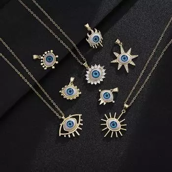 Турецкое ожерелье Lucky Evil Eye, женское 8 стилей, голубые глаза, женское очарование, модная эмалированная цепочка из нержавеющей стали, ожерелье, ювелирное изделие, подарок Eyes 0145cm