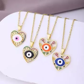 Турецкое ожерелье Lucky Evil Eye, женское 14 стильное ожерелье с голубыми глазами, женское очарование, эмалированное капельное масло, цепочка из нержавеющей стали, ювелирные изделия Eye 0645cm