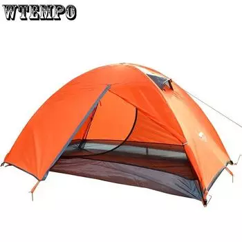 Туристическая палатка, двухслойная палатка для кемпинга на 2 человека, 4 сезона, водонепроницаемая, дышащая, легкая, портативная, туристическая палатка с одним дверным проемом оранжевый