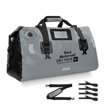 Туристическая сумка Tacx, сумка на сиденье мотоцикла, водонепроницаемая задняя сумка 66 л со специальным фиксированным ремнем и плечевым ремнем TAX927, серая
