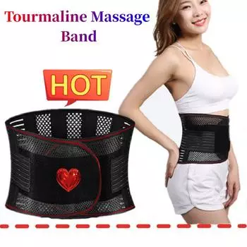Турмалиновая регулируемая поясная самонагревающаяся магнитотерапевтическая массажная лента M чёрный
