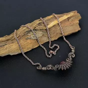 Турмалиновый драгоценный камень, медное ювелирное ожерелье ручной работы на День памяти 18 Inches With Adjustable красный