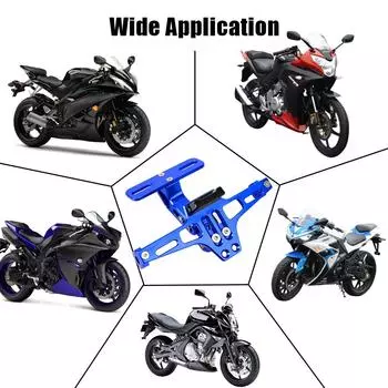 Turn Signal Light Bracket Moto Accessories with LED Light Motorcycle License Number Plate Holder Frame CNC Aluminum синий