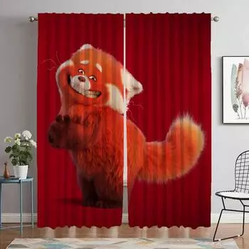 Turning Red Kitchen Curtains for Living Room Curtain Partition Shades Tulle for Bedroom Halloween Decoration Blackout Elegant W50xH70cmx2pcs-CL