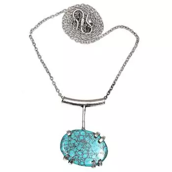 Серебряное ожерелье ручной работы с бирюзовыми драгоценными камнями на День матери, этническое, 20 дюймов