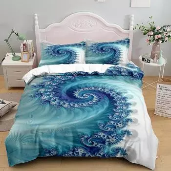 Turquoise Heart Wave Abstract Duvet Cover Set King Queen Double Full Twin Single Size Bed Linen Set 70x133cm 2pcs
