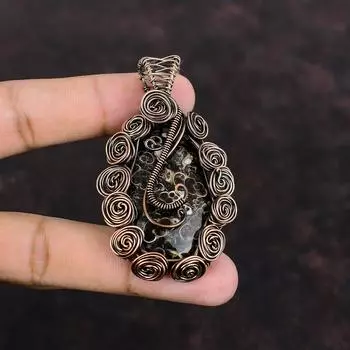 Turritella Agate Copper Custool, обернутый медной проволокой, ювелирное изделие, кулон ручной работы, обернутый проволокой, подарочное ювелирное изделие из Turritella Agate Gemstone