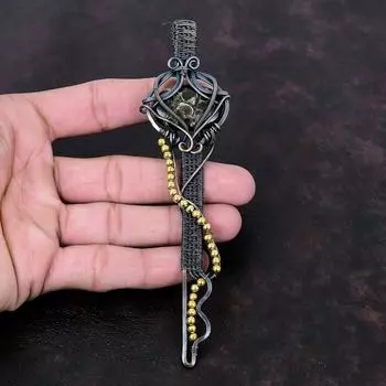 Turritella Agate Pendant Copper Wire Wrapped Gemstone Pendant Key Pendant Copper Jewelry Handmade Pendant Gift For Women Birthstone Pendants