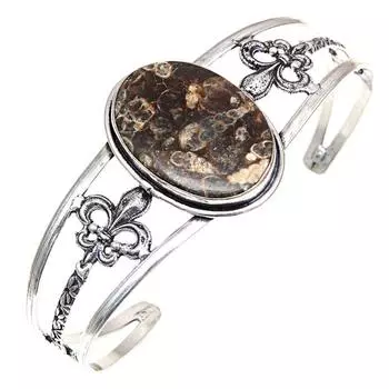 Turtela Jasper Gemstone Антикварные серебряные ювелирные изделия Браслеты-манжеты 7 Регулируемые