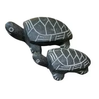 Turtle Garden Small Outdoor Japanese Animal and Large S.T.S.G Figurine, Hand-Carved Stone, Charm, Gift, Amulet, Healing, Object, Style, (Medium Set)
