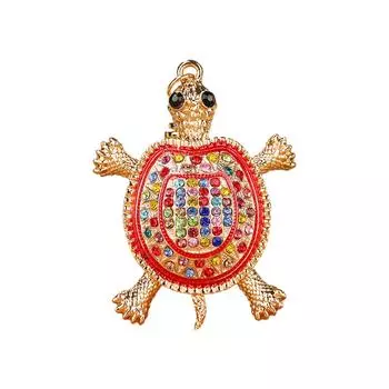 Turtles Rhinestones Keyring Charm Pendant Vibranting Color Glitter Keychain Bag Charm for Handbag Purse Accessories разноцветный