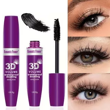 Тушь для ресниц 3D Volumizing Mascara - интенсивный черный цвет, подкручивающая и удлиняющая, стойкая формула, водостойкая и не размазывается, подходит для всех типов кожи 1pc