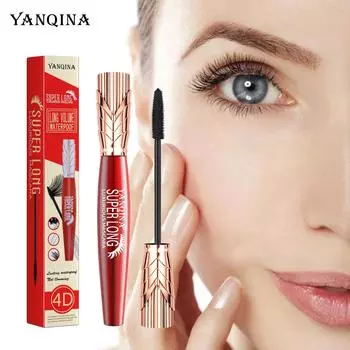 Тушь для ресниц 4D Silk Fiber Lash Mascara 2 в 1 Водостойкая удлиняющая косметика Тушь для ресниц для глаз Подкручивающая густая косметика для глаз чёрный
