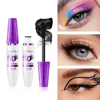 Тушь для ресниц 5D Dramatic Length Volume and Curl Eyelash Стойкая водостойкая тушь для ресниц Устойчивая к поту и не размазывается формула для густых и тонких ресниц чёрный