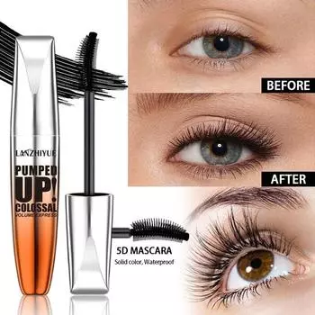 Тушь для ресниц 5D Mascara 24-часового действия с драматическим объемом - водостойкая, не размазывающаяся, насыщенная черная формула для экстремального удлинения и подкручивания 1PC