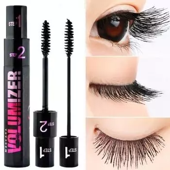 Тушь для ресниц, долговечная, водонепроницаемая, длинные ресницы, черная тушь с двойной головкой для макияжа глаз