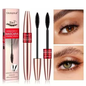 Тушь для ресниц двойного действия 2-в-1 Удлиняющая и придающая объем тушь Водостойкая, долговечная, густая и подкручивающая тушь для ресниц, не размазывающаяся 10ml
