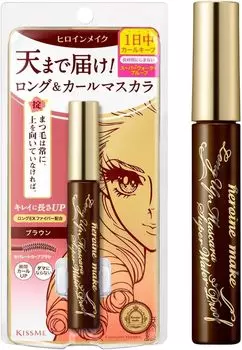 Тушь для ресниц Heroine Make Long UP Super WP 02 Brown 6 г Водостойкая формула, устойчивая к истиранию и слезам, поту, воде, кожному салу,