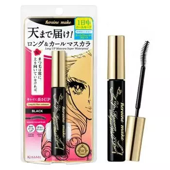 Тушь для ресниц Heroine Make Long UP Super WP 01 Black 6 г Водостойкая формула, устойчивая к слезам, поту, воде, кожному салу и истиранию