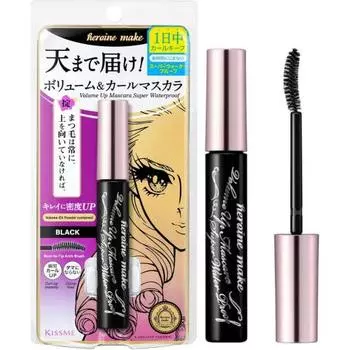 Тушь для ресниц Heroine Make Volume UP Super WP 01 Black 6 г Водостойкая формула, устойчивая к слезам, поту, воде, кожному салу и истиранию