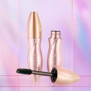 Тушь для ресниц - MISS ROSE, водостойкая, удлиняющая, для макияжа глаз, розово-золотой тюбик, черная, естественный вид, увеличение объема, подкручивание, красота