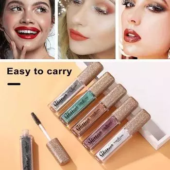 Тушь для ресниц с блестками, цветная, водостойкая, стойкая, не размазывается, быстросохнущая, удлиняющая, утолщающая ресницы, крем для макияжа глаз серебряный