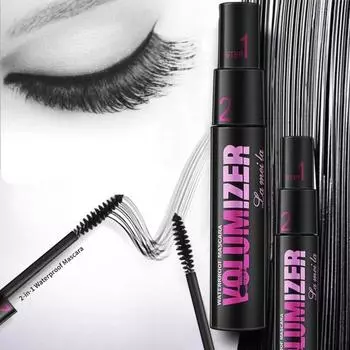 Тушь для ресниц с двойным эффектом, объемная тушь 2-в-1, долговечная, водостойкая, тонкие, длинные, с густыми завитками, тонкая, длинная, быстросохнущая, тушь для больших глаз, макияж, студенческая косметика 5D 2 in 1